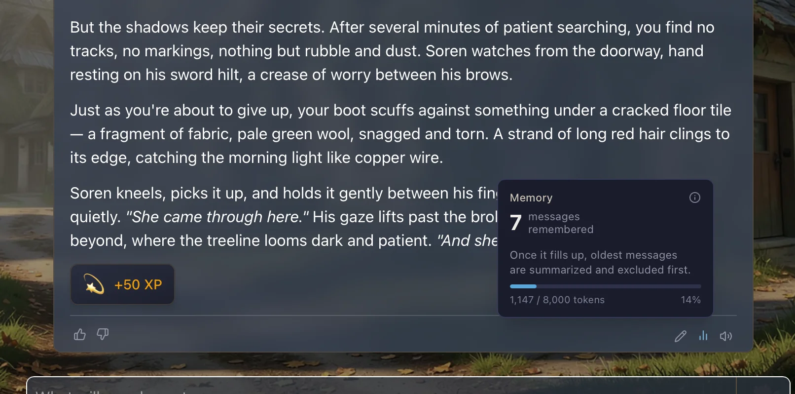 Context stats showing the new, higher limit on a message